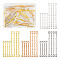 80Pcs 8 Styles Brass Connector Charms, Textured, Stick Links, Mixed Color, 20~32x1.2mm, Hole: 1mm, 10pcs/style