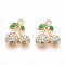 Rack Plating Alloy Pendants, with Rhinestone, Cherry, Crystal, 16.5x14x3.5mm, Hole: 1.8mm