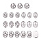 70Pcs 7 Style Tibetan Style Alloy Links Connectors, Flat Round & Oval, Antique Silver, 10pcs/style