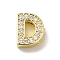Brass Micro Pave Cubic Zirconia Beads, Lead Free & Cadmium Free, Long-Lasting Plated, Real 18K Gold Plated, Letter D, 12.5x10x5mm, Hole: 9.5x2mm