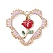 Cylinder Seed Flat Round Pendants, with 304 Stainless Steel Open Jump Rings & Flower Alloy Enamel Pendants & Heart Brass Pendants, Lavender Blush, 39x41x3mm, Hole: 3mm