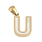 Natural White Shell Alphabet Pendants, Ion Plating(IP) Real 18K Gold Plated 304 Stainless Steel Charms, Letter U, 17x11.5x1.5mm, Hole: 5x3mm