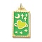 Brass Micro Pave Cubic Zirconia Pendant with Enamel, Rectangle, Medium Sea Green, 45.5x25.5x2.5mm, Hole: 4.5mm