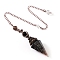 Natural Obsidian & Resin Hexagonal Pointed Dowsing Pendulums, Cone, Red Copper, 250mm