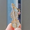 Alloy and Glass Rhinestone Musical Note Brooch, PeachPuff, 45x16mm