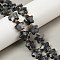 Natural Larvikite Beads Strands, Faceted, Star, with Seed Beads, 14~15x14x6mm, Hole: 1mm, about 27pcs/strand, 15.94''(40.5cm)