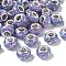 Transparent Resin Rondelle European Beads, with Moon Paillette & Platinum Tone Brass Cores, Large Hole Beads, Medium Purple, 14x8.5mm, Hole: 5mm