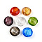 Handmade Silver Foil Glass Beads, Flat Round, Mixed Color, 15~17x8.5~9.5mm, Hole: 1~2mm