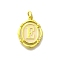 Brass Pendants, with Enamel, Oval with Letter, Real 18K Gold Plated, with Jump Ring, Letter E, 20x15~15.5x2mm, Hole: 3.5mm