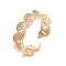 Brass Micro Pave Cubic Zirconia Open Cuff Rings, Triangle, Light Gold, Inner Diameter: 17.2mm