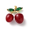 Resin Pendants, Cherry, with Brass Rhinestone Findings, Dark Red, 30x30x15.5mm, Hole: 6x3.5mm