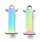 Ion Plating(IP) 304 Stainless Steel Charms, Laser Cut, Alphabet, Rainbow Color, Letter.I, 12.5x5x0.8mm, Hole: 1mm