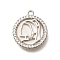 Brass Shell Pendants, with Micro Pave Cubic Zirconia, Flat Round & Girl Charms, Real Platinum Plated, 16x14x3mm, Hole: 1.2mm