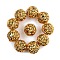 10Pcs Opaque Acrylic Beads, with Rhinestone, Round, Gold, 20x18.5mm, Hole: 2.8mm