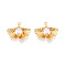 Brass Micro Pave Cubic Zirconia Pendants, Ginkgo Leaf, Nickel Free, Long-Lasting Plated, Real 18K Gold Plated, 16x19x4.5mm, Hole: 1.2mm