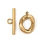 Oval 304 Stainless Steel Toggle Clasps, Real 14K Gold Plated, 6.5x22x2.5mm, Hole: 2.5mm