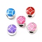 CCB Plastic European Beads, Large Hole Beads, Enamel Style, Flat Round, Mixed Color, 10x7mm, Hole: 4mm