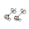 304 Stainless Steel Stud Earring Findings, with Loop, Round, Stainless Steel Color, 5mm, Hole: 1.8mm, Pin: 11x1mm