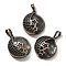Natural Green Fluorite Pendants, with Brass Findings, Flat Round, 26.5x23x9mm, Hole: 8x5mm