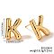 Brass Stud Earrings, Golden, Letter K, 17x13mm