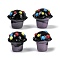 Glass Bumpy Beads, Ice Cream, with Enamel, Dyed & Hearted, Black, 13.5x13mm, Hole: 1.6mm