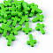 Opaque Acrylic Beads, Cross, Green Yellow, 16x12x4.5mm, about 1230pcs/500g