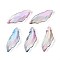 Baking Painted Transparent Glass Pendants, Leaf, Two Tone, Plum, 26~26.5x9~9.5x6.5~7.5mm, Hole: 1.2~1.5mm, about 917pcs/1000g