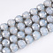 Electroplate Glass Beads Strands, Half Silver Plated, Imitation Opalite, Faceted, Round, Light Steel Blue, 8~8.5x7~8mm, Hole: 1mm, about 40pcs/strand, 11.8 inch