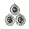 Natural African Turquoise(Jasper) Oval Pendants, 304 Stainless Steel Crystal Rhinestone Charms, Stainless Steel Color, 38x29.5x9mm, Hole: 2.2mm