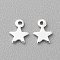 Brass Charms, Cadmium Free & Lead Free, Star,  Long-Lasting Plated, 925 Sterling Silver Plated, 5x4x0.3mm, Hole: 0.5mm