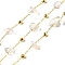 Handmade Opalite Chip Beaded Chains, Soldered, with Rack Plating Brass Findings, Long-Lasting Plated, Lead Free & Cadmium Free, with Spool, Real 18K Gold Plated, 5~14x2~7x3~7mm