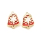 Christmas Brass Enamel Beads, Lead Free & Cadmium Free, Long-Lasting Plated, Real 18K Gold Plated, Rack Plating, Christmas Tree, 15x11.5x5mm, Hole: 2mm