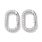 Rack Plated Brass Micro Pave Cubic Zirconia Clasps, Long-Lasting Plated, Lead Free & Cadmium Free, Oval, Clear, 17x10.5x2.5mm