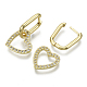 Brass Micro Pave Clear Cubic Zirconia Dangle Huggie Hoop Earrings KK-R137-022-NF-4