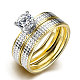 Romantico titanio acciaio 316l cubi paio zirconia anelli per le donne RJEW-BB07002-7A-1