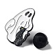 Ghost with Black Cat 合金エナメルブローチ  ハロウィンピン  ホワイト  29.5x20x1.5mm JEWB-E034-02EB-04-3