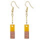 6 Pair 6 Color Resin & Walnut Wood Rectangle Dangle Earrings EJEW-JE05252-3