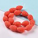 Dyed Synthetical Coral Teardrop Shaped Carved Flower Bud Beads Strands CORA-L009-03-4