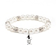ABS Plastic Imitation Pearl  & Rhinestone Beaded Stretch Bracelet with Alloy Charm for Women BJEW-JB08526-04-1