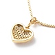 Bracelet coulissant avec pendentif en forme de cœur en zircone cubique transparente avec chaînes en laiton pour femme BJEW-JB08788-3