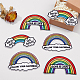 HOBBIESAY 6Pcs 3 Styles Rainbow Theme Computerized Cloth Patches Exquisite Embroidery Detailed Sewing Iron on Crafts Appliques Decorations Costume Accessories for Garment DIY Accessories DIY-HY0001-47-3