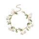 Bracciale con ciondolo a forma di fiore di perle di conchiglia con foglie e catene a maglie a barra BJEW-TA00215-1