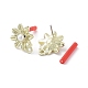 Lega dorata con placcatura a cremagliera con risultati di orecchini a bottone con perle in abs EJEW-B036-03G-14-2