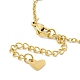 Vacuum Plating 304 Stainless Steel Heart Link Anklet with Cable Chains for Women STAS-E001-24G-3