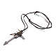 Регулируемые мужские подвески из цинкового сплава и ожерелья лариат с кожаным шнуром NJEW-BB16017-B-1