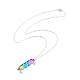 Glass Bullet Pendant Necklace NJEW-JN03879-5