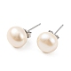 Orecchini a bottone con perle rotonde di perle naturali EJEW-E298-01E-02P-1