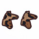 環境に優しい牛革レザーのビッグペンダント  染色木材  ヒョウ柄の馬の頭  キャメル  53.5x42x3mm  穴：2mm FIND-N049-10-07-3