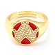 Регулируемые настоящие позолоченные латунные кольца на пальцы 18k с эмалью RJEW-L071-32G-2