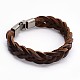 Tressés élégant bracelets de cuir cordon BJEW-F173-08-3